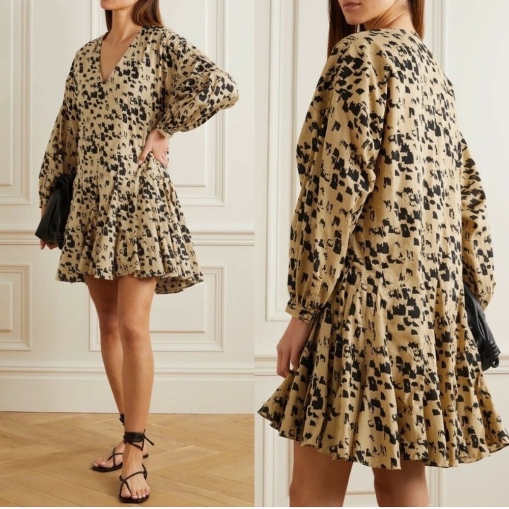 NEW ANINE BING Peyton Dress in Painterly Leo Multi Large